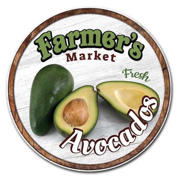 Signmission Farmers Market Avocados Circle Corrugated Plastic Sign, C-12-CIR-Avocados C-12-CIR-Avocados - main